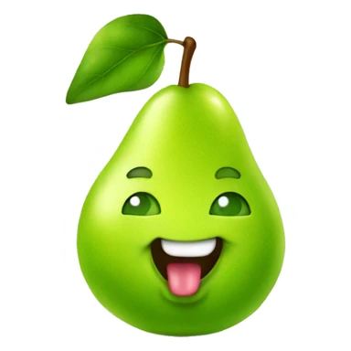Shiny Green Cute pear with tongue sticker