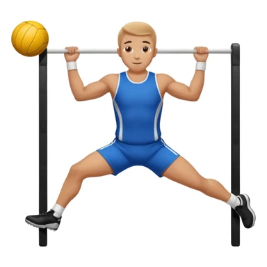 white sportsman in the playground with ball, dressed  in sport suit on sports horizontal bars sticker