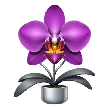metallic gray chrome minimalistic orchid sticker