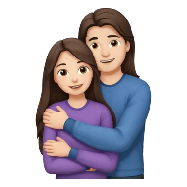 A happy boyfriend and girlfriend hug. She is brunette sexy with long hair  sticker