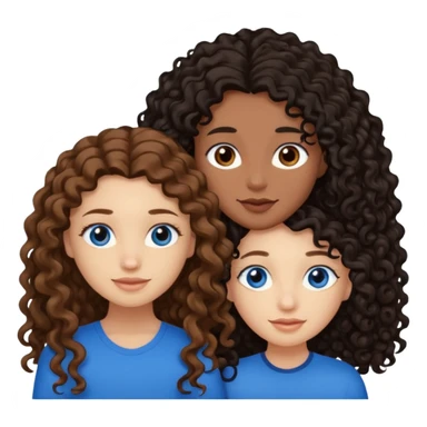 Two best friends .bestie 1: beige skin with brown long hair and blue eye. Bestie 2:mixed race skin with curly black hair and brown eye sticker