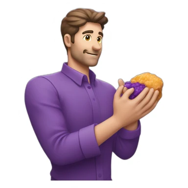Un homme tout en violet qui tien une grosse pierre dans les mains sticker