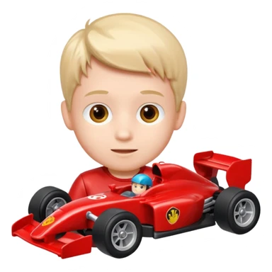 boy playing with formula 1 toy car sticker
