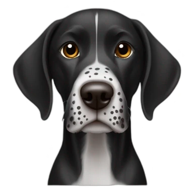 black german shorthair pointer, long snout, full black head, without white on the head, with white hair on the snout, black and white spotted body sticker