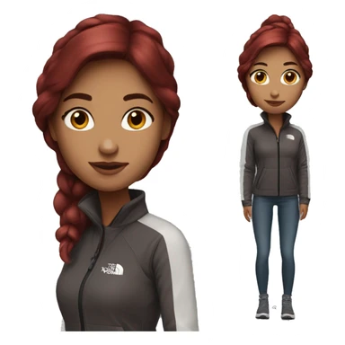 Realistic beautiful burgundy haired Girl wearing long northface  sticker