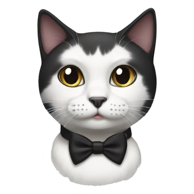 Black and white cat with black bow collar sticker