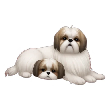 Shih tzu and girl sleeping on couch sticker
