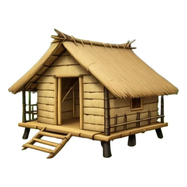 bamboo hut with volcano in the back side sticker
