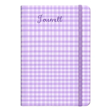 Cute  journal cover, pastel purple gingham pattern
Handwritten feminine typography, soft aesthetic, cozy girl vibe
Clean product mockup, minimal shadows, lifestyle stationery style sticker