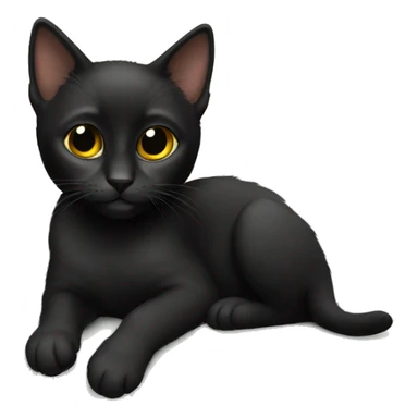 Black kitten laying on a couch  sticker