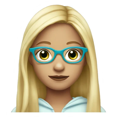 Girl age 12 long blonde fair glasses blue eyes in a frog onesie  sticker