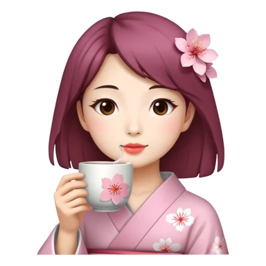 Japanese woman drinking Sakura tea  sticker