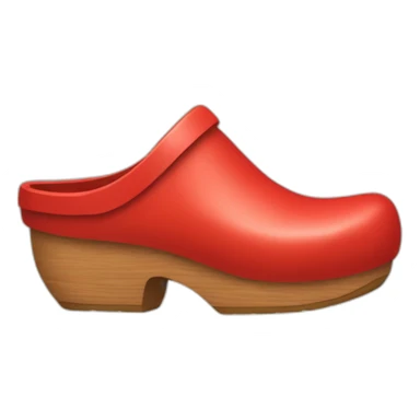 red Wooden clog with closed heel sticker