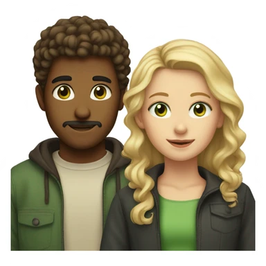 brown haired boy with brown eyes and facial hair and a blonde girl with curly hair and green eyes  sticker