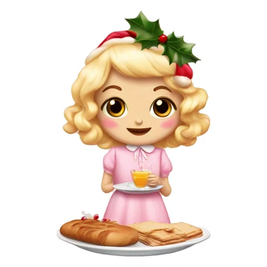 Christmas  breakfast coquette pink cute vintage sticker