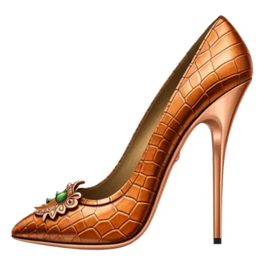 Copper metallic, detailed crocodile stilettos, rendering sticker
