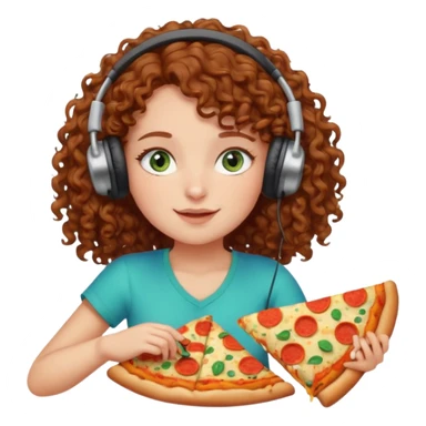 Brown curly hair girl blue green eyes painting sleeping eating dancing listening to misic sticker