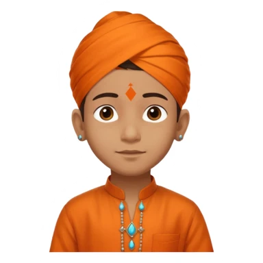 an indian boy in orange kurta and tilak with text belo saying "Veer" sticker
