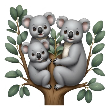 4 koalas sur un arbre sticker