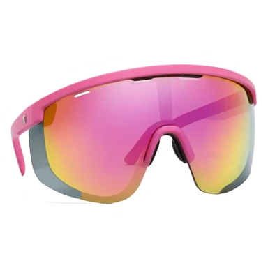 extremely thick chunky sporty pink shield visor sunglasses, ultra robust bulky frame, massive build, one-piece lens, maximum thickness sticker