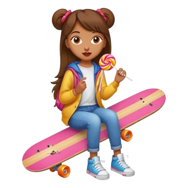 The girl who eats lollipops and has street style and a skateboard in one hand sticker