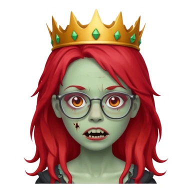 crowned woman zombie with glasses and red hair  sticker