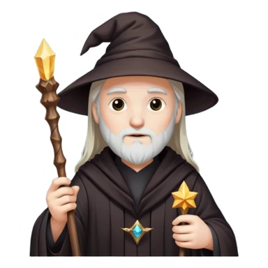 Wizard in dark robe holding magic wand sticker