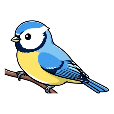 Eurasian blue tit bird on branch sticker