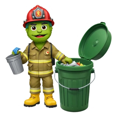 oscar the grouch firefighter with 7 on his helmet sticker