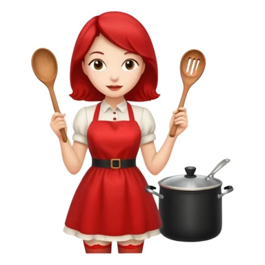 pinup girl in dress and stocking while cooking sticker