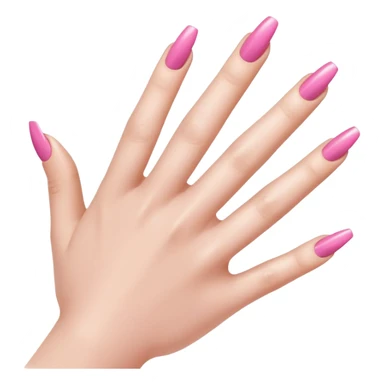  pink close-up of a hand with beautifully manicured nails, glossy pink nail polish, elegant nail shape, soft lighting and shadows, realistic style, sticker