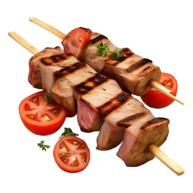 Grilled kebab with grilled tomato sticker