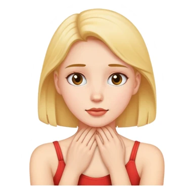 girl holding her neck sticker