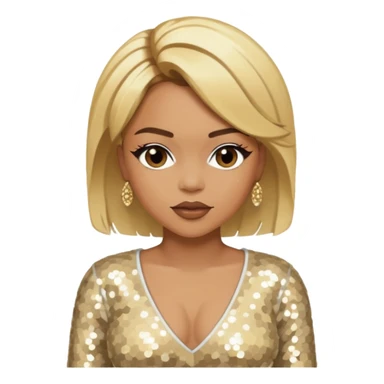T-Boz from TLC with blonde hair, ivory sequin outfit sticker
