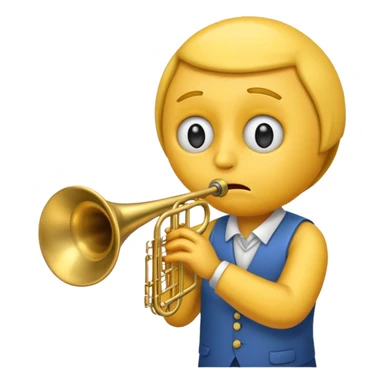 Emoji carita amarilla triste tocando el trombón sticker