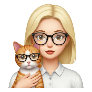 girl with cat and glasses sticker