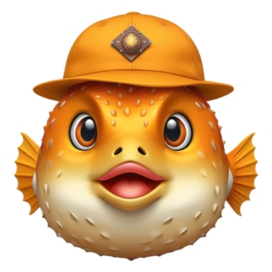 All Orange Blowfish facing forward With an Arizona State Hat sticker