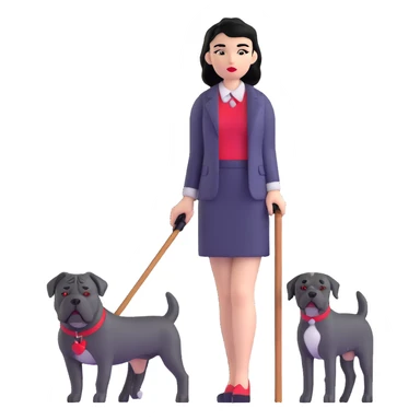 Fashionable girl with black hair and red lips with a Cane Corso dog sticker