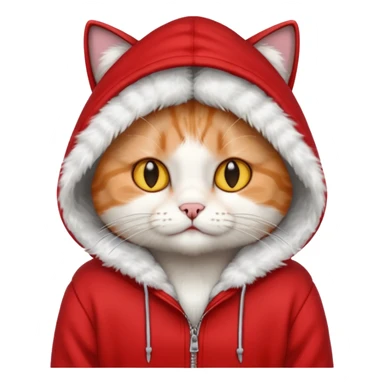 cat wearing a red hoodie named adam sticker