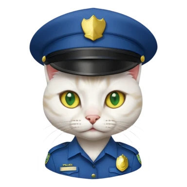 white cat police, yellow and green eyes sticker
