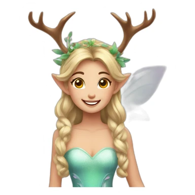 Fairy princess deer-antlers smile sticker