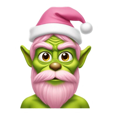Grinch with a light pink santa hat sticker