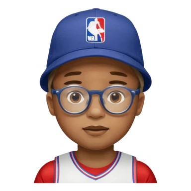 hat and glasses child with nba jersey sticker