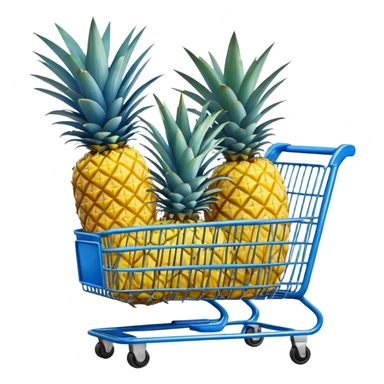 pineapples in a blue Shopping cart  sticker