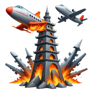 Plane hitting a tower sticker