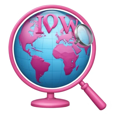 mix light pink dark pink and white girly globe with WWW in big letters under it and a small magnifying glass
It looks like an internet bar icon. sticker