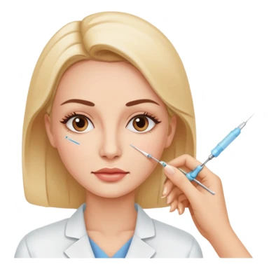 Woman taking a botox injection in the face sticker