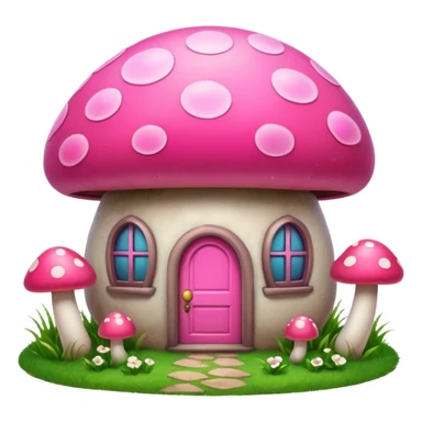 pink mushroom house sticker