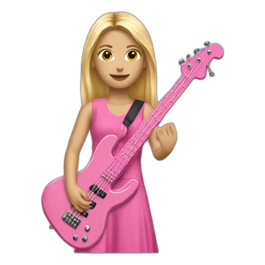 long-blond-bassguitar-player-pink-clothes-pink sticker