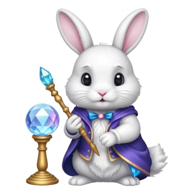 White bunny with wand and with crystal ball sticker